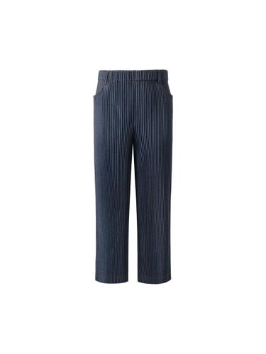 Denim Straight Fit Pleats Pants [] - MONPLISSE - Modalova