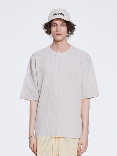 Round neck short-sleeved pleated T-shirt_AI06MRPTS - yoyoyoy - Modalova