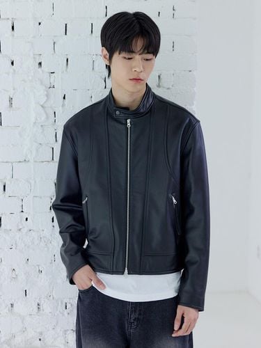 Men's Real Ramskin Curve Racer Jacket [BK]_LMOJK51 - LeftSeoul - Modalova