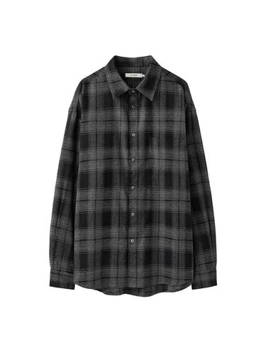 Smoke Flannel Checkered Shirt_Smoke Gray - AREUBAN - Modalova