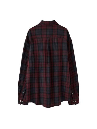 Rizzling Checkered Shirt_Burgandy - AREUBAN - Modalova