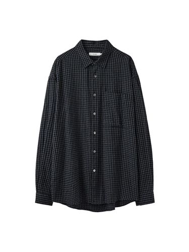 Sand Checkered Loose Shirt_Sand Black - AREUBAN - Modalova