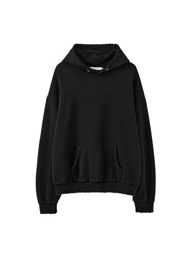 Cross Applique Destroyed Hoodie_Washed Black - AREUBAN - Modalova