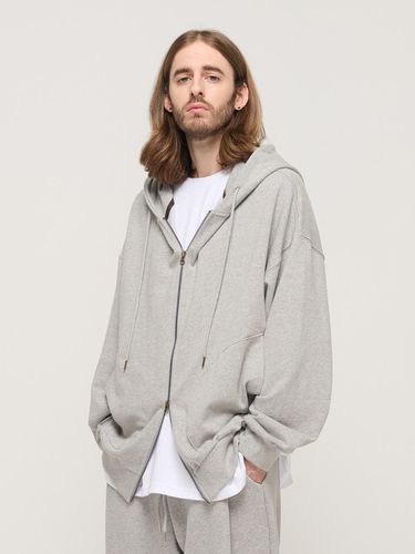 CIRCLE POCKET OVER FIT HOOD ZIP UP (GRAY) - CARGOBROS - Modalova