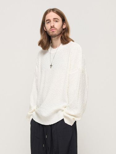 DROP BLOCK KNIT SEMI OVERSIZED SWEATER (WHITE) - CARGOBROS - Modalova