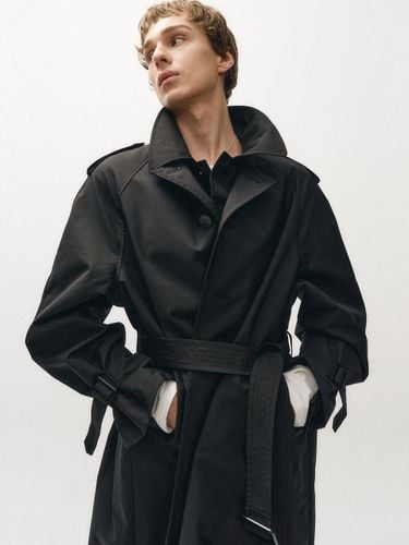 Synthetic Double-Layered Premium Trench Coat [Black] - NOIRER - Modalova