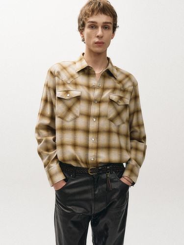 Ombre Western Cotton-Wool Check Shirt [Brown] - NOIRER - Modalova