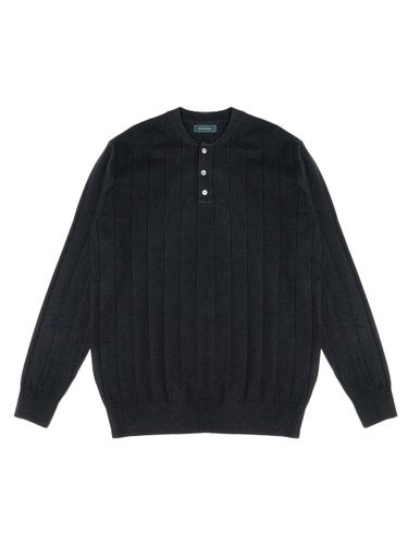 KT019 Washable Ribbed Henley Neck Knitwear_black - ALL CLASSIC - Modalova