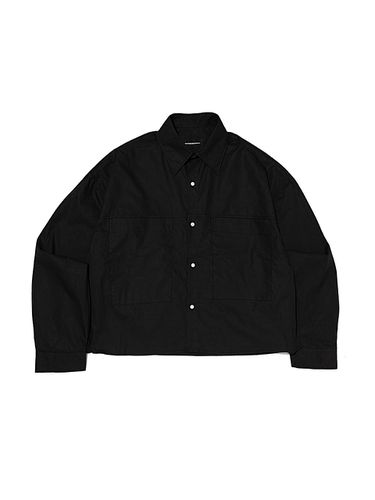 Cotton Oversized Cropped Pocket Shirt [Black] - OTHERFITS - Modalova