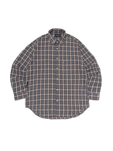 Check Pattern Loose Fit Cotton Shirt [Navy] - OTHERFITS - Modalova