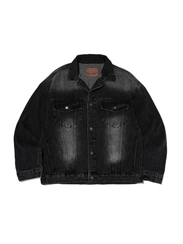 Washed Denim Oversized Trucker Jacket [Black] - OTHERFITS - Modalova