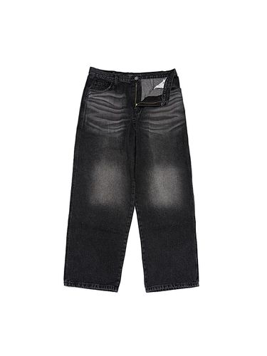 Hip Wide Relaxed Cotton Denim Pants [Black] - OTHERFITS - Modalova