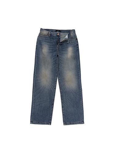 Deep Blue Dyed Semi-Wide Cotton Denim Pants [Medium Wash] - OTHERFITS - Modalova