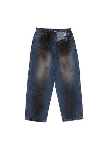 Dirty Wash Wide Cotton Denim Pants [Medium Blue] - OTHERFITS - Modalova