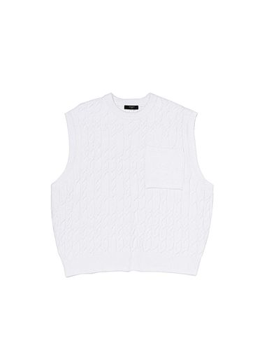 Cable Knit Pocket Contrast Vest [Ivory] - OTHERFITS - Modalova