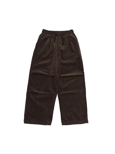 Corduroy Wide String Pleated Pants [Brown] - OTHERFITS - Modalova