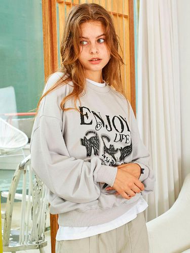 Enjoy Cat Oversized Fit Sweatshirt GMT - 157 - GHOST REPUBLIC - Modalova