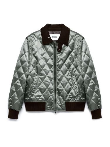 QUILTED BOMBER JACKET SATIN OLIVE GREEN - Rolling Studios - Modalova