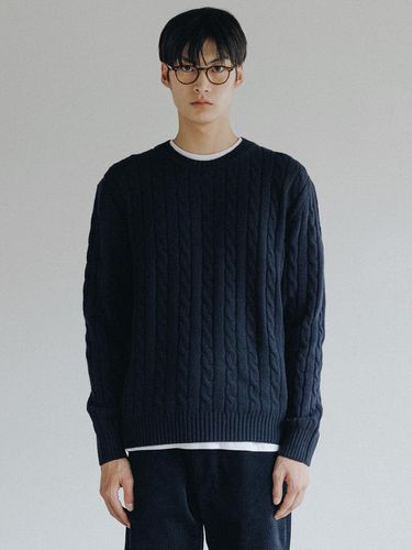 Cable Knit Sweater (D navy) - theweatherisawesome - Modalova