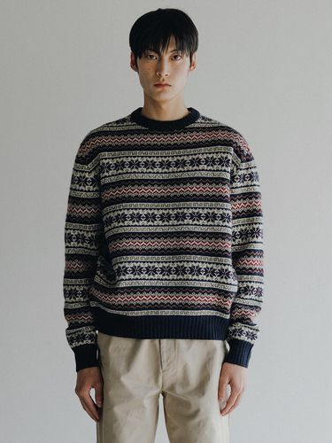 Wool Fairisle Sweater (Navy) - theweatherisawesome - Modalova