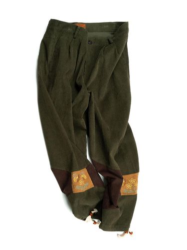 Story Flower Pillow Wool Corduroy Pants - Green - IOEDLE - Modalova