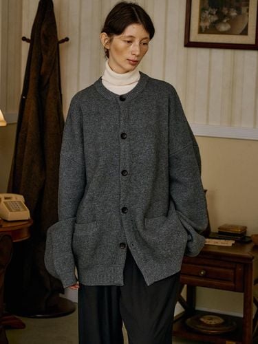 Unisex Cashmere Cardigan Gray - malen - Modalova