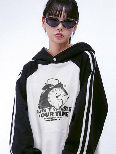 EL Don't Time Raglan-Line Hooded T-shirt 4Color - elimeno - Modalova