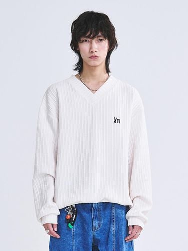 Logo Oversized V-neck Knit [Ivory] - LA MER MA MAISON - Modalova