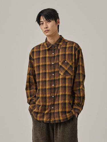 Vintage Ombre Check Cotton Semi-Overfit Shirt [Yellow] - Analogmood - Modalova