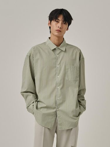 Cotton Regular Fit Stripe Shirt [Khaki] - Analogmood - Modalova