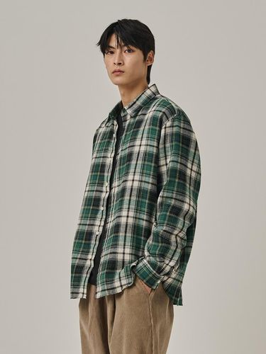 Flannel Semi Check Cotton Shirt [Green] - Analogmood - Modalova