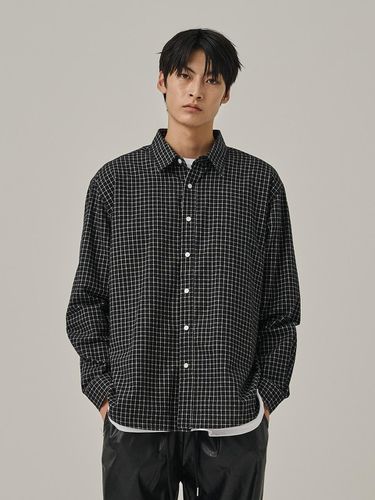 Cotton Mini Square Plaid Check Shirt [Black] - Analogmood - Modalova