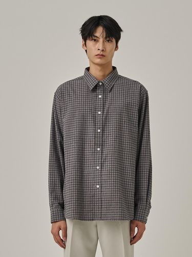 Cotton Semi-Overfit Plaid Check Shirt [Charcoal] - Analogmood - Modalova