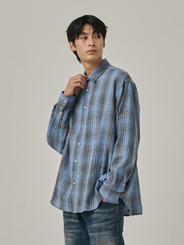 Foaming Oversized Vintage Check Shirt [Blue] - Analogmood - Modalova