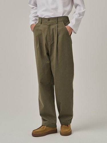 One-pleat Cotton Wide Standard Pants [Khaki] - Analogmood - Modalova