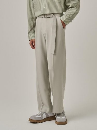 Easy TR Semi-Wide Belt Detail Slacks [Grey] - Analogmood - Modalova