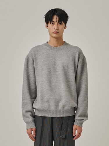 Cashmere Round Neck Semi-Overfit Heavyweight Knit [Grey] - Analogmood - Modalova