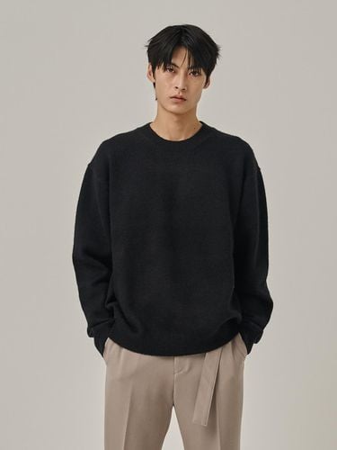 Cashmere Round Neck Semi-Overfit Knit [Black] - Analogmood - Modalova