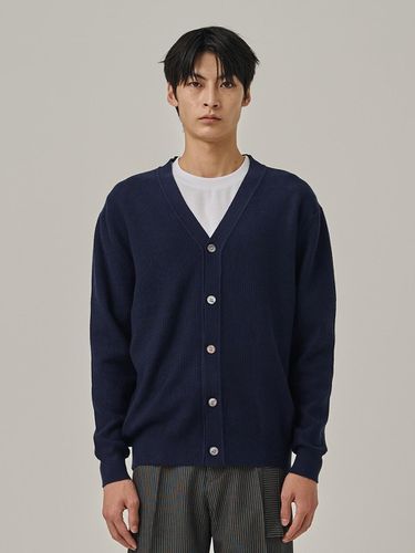 Soft Basic Vertical Pattern Cardigan [Navy] - Analogmood - Modalova