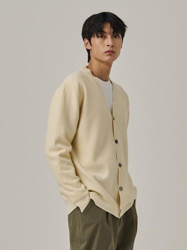 Soft Basic Mid-Over Knit Cardigan [Cream] - Analogmood - Modalova