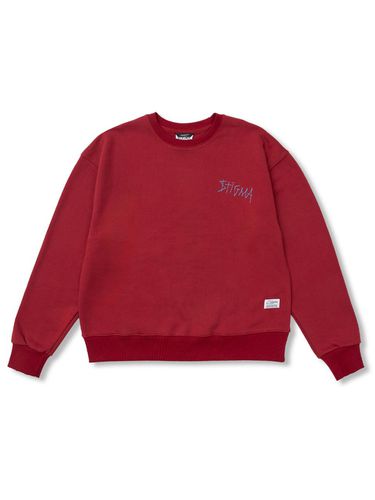 Doodle Oversized Crewneck Burgandy - STIGMA - Modalova