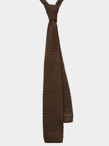 Brown Slim Square Knitwear Tie - EZIO - Modalova