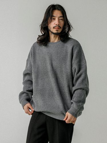 Divided Crew Neck Lamb's Wool Knitwear Charcoal - RUGGED HOUSE - Modalova