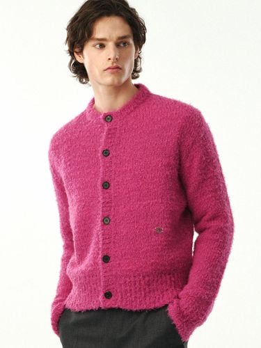 Unisex Hairy Round Knit Cardigan [Magenta] - MOONSUN - Modalova