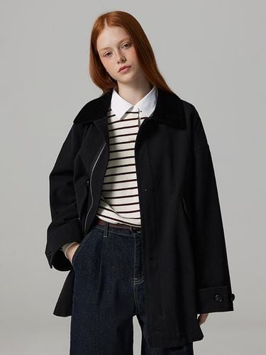 Women's Classic Trench Half Walk Jacket Black BOCJ - bensherman - Modalova