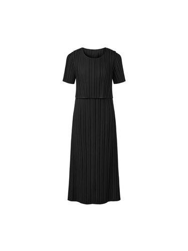 Women] Double Top Layered Pleated Long dress [Bla - MONPLISSE - Modalova