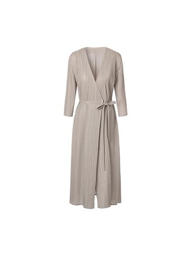 Robe style Collarless Pleated Maxi Cardigan - MONPLISSE - Modalova