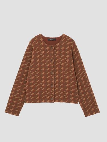 Crew neck jacquard knit cardigan - UNIT - Modalova