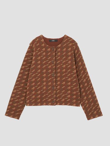 Crew neck jacquard knit cardigan [UFI3 - KCA35GN] - UNIT - Modalova