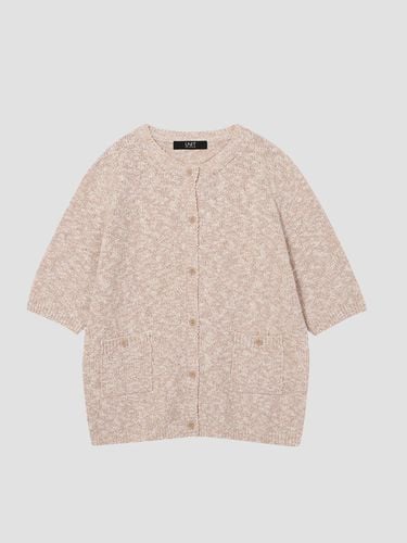 Slub yarn crew neck knit cardigan - UNIT - Modalova